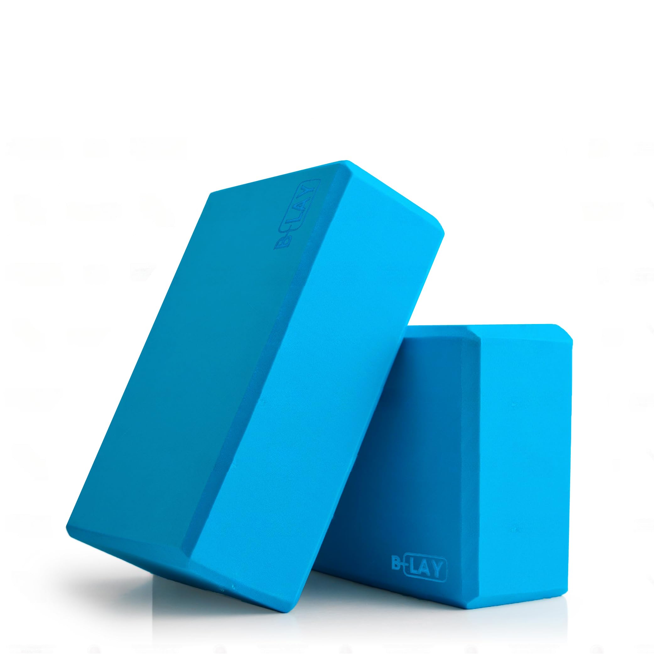 Bloques de yoga (2 ud) de espuma eva alta densidad - paquete doble de bloques para pilates, meditación, fitness - accesorios de yoga para principiantes y usuarios avanzados (AZUL)