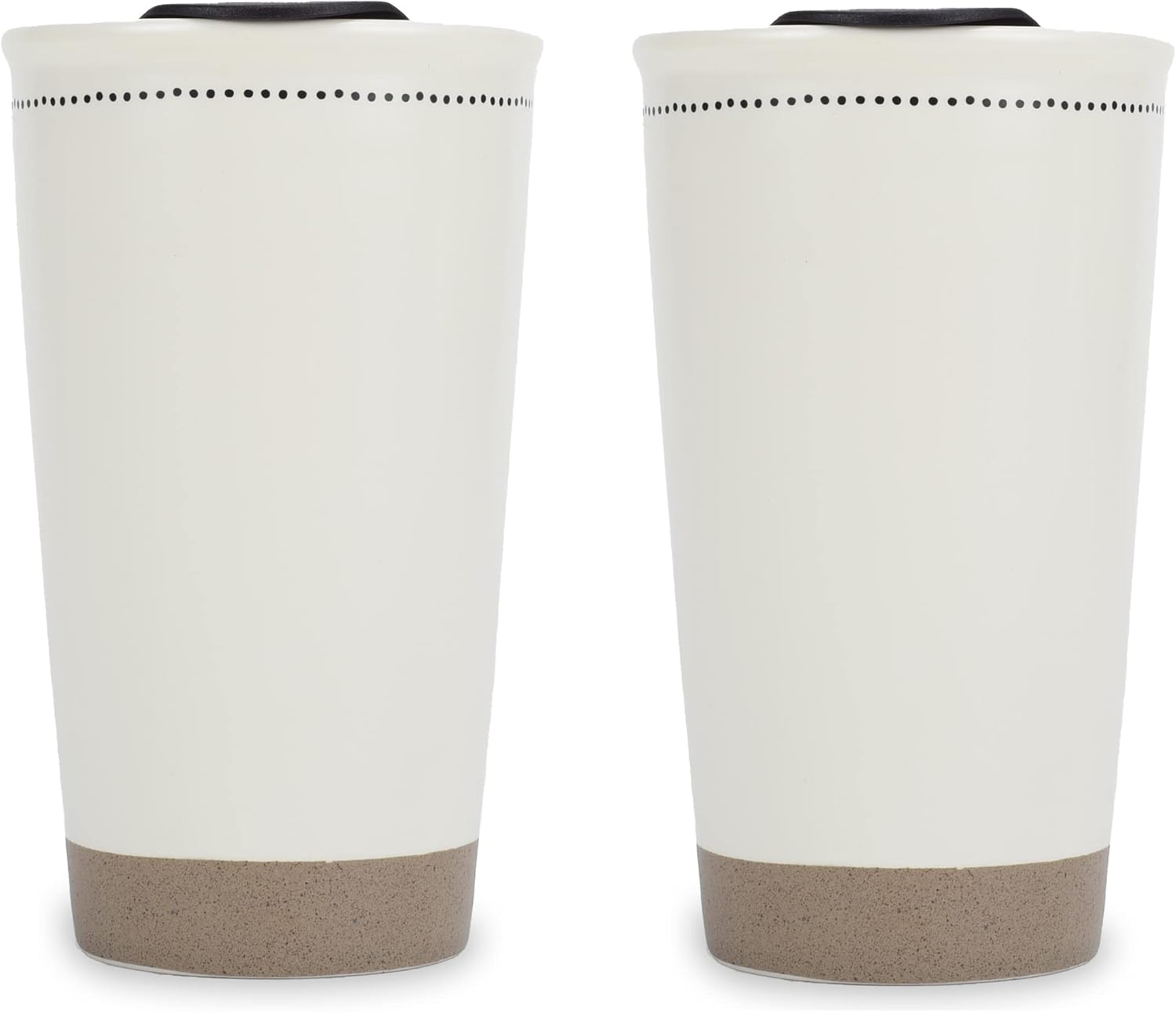 Lighthouse Christian Products Pin Dot Classic White 12 ounce Ceramic Travel Tumbler Mugs Blessed & Grateful, Set of 2