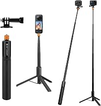 K&F CONCEPT Tripod and Selfie Pole Invisible Telescopic 120 cm | Compatible with Insta360 X5/X4/X3/Ace Pro, Pocket 4/3, GoPro Hero 13-5, Osmo Action 5Pro/4/3, AKASO, Luna Ultra, MS21