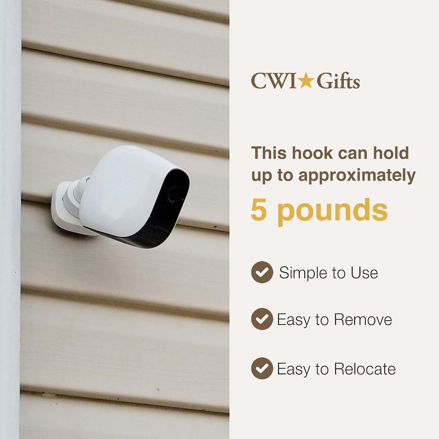 CWI Gifts 1.5" Low Profile No Hole Hook, Gray