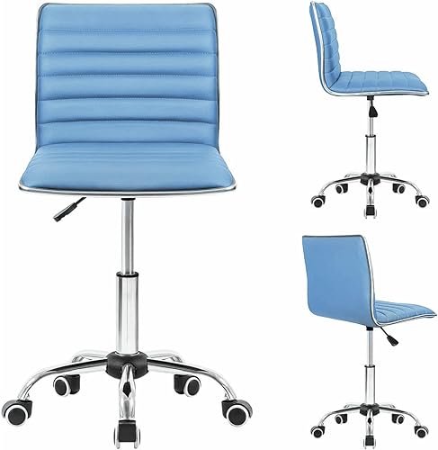 Miniatura 4 de Homall Silla moderna ajustable de respaldo bajo acanalada sin brazos, silla de oficina, silla de escritorio, silla de tocador, sillas giratorias de