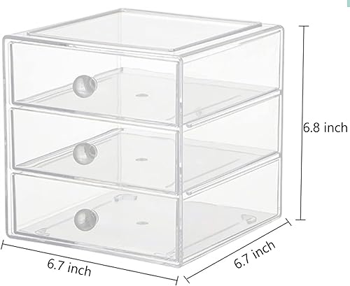 Miniatura 3 de Caja organizadora de cajones de maquillaje con 3 cajones, vitrina de acrílico para cosméticos, organizador de tocador, caja de almacenamiento