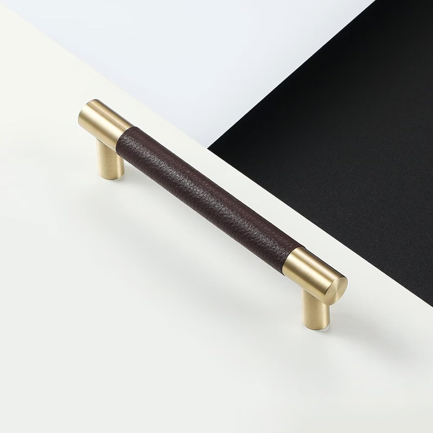 Linkaa Brown 6-1/4 in Bar Cabinet Pull Drawer Handle Solid Brass(10 Pack), Modern Hardware for Kitchen Bathroom Cabinets Cupboard Drawer,Hole Centers 6-1/4 in(160mm) Cupboard Handles and Knobs