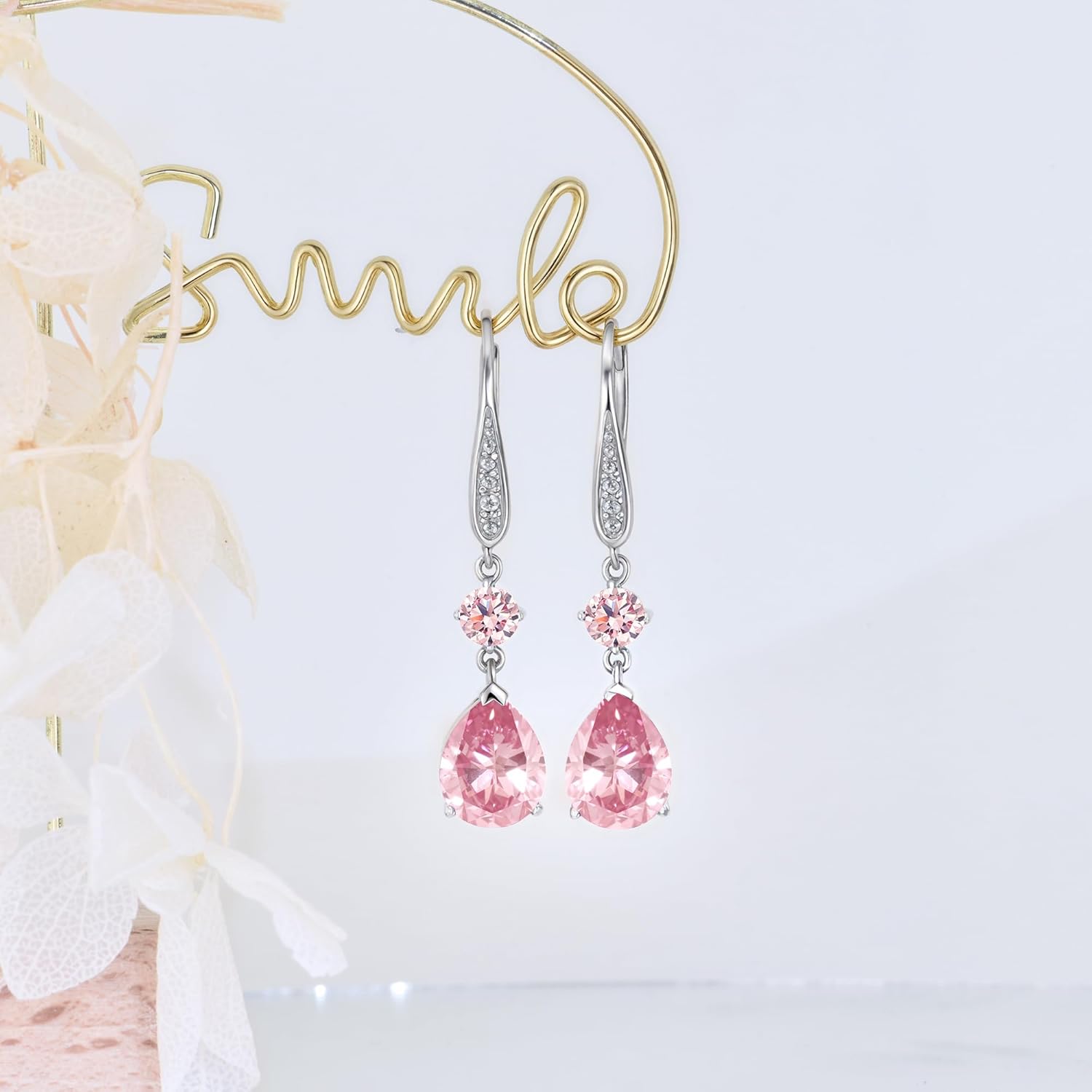 Teardrop Birthstone Dangle Drop Earrings for Women 925 Sterling Silver Leverback Earrings Mother's Day Birthday Christmas Anniversary Jewelry Gifts for Women Mom Wife Her