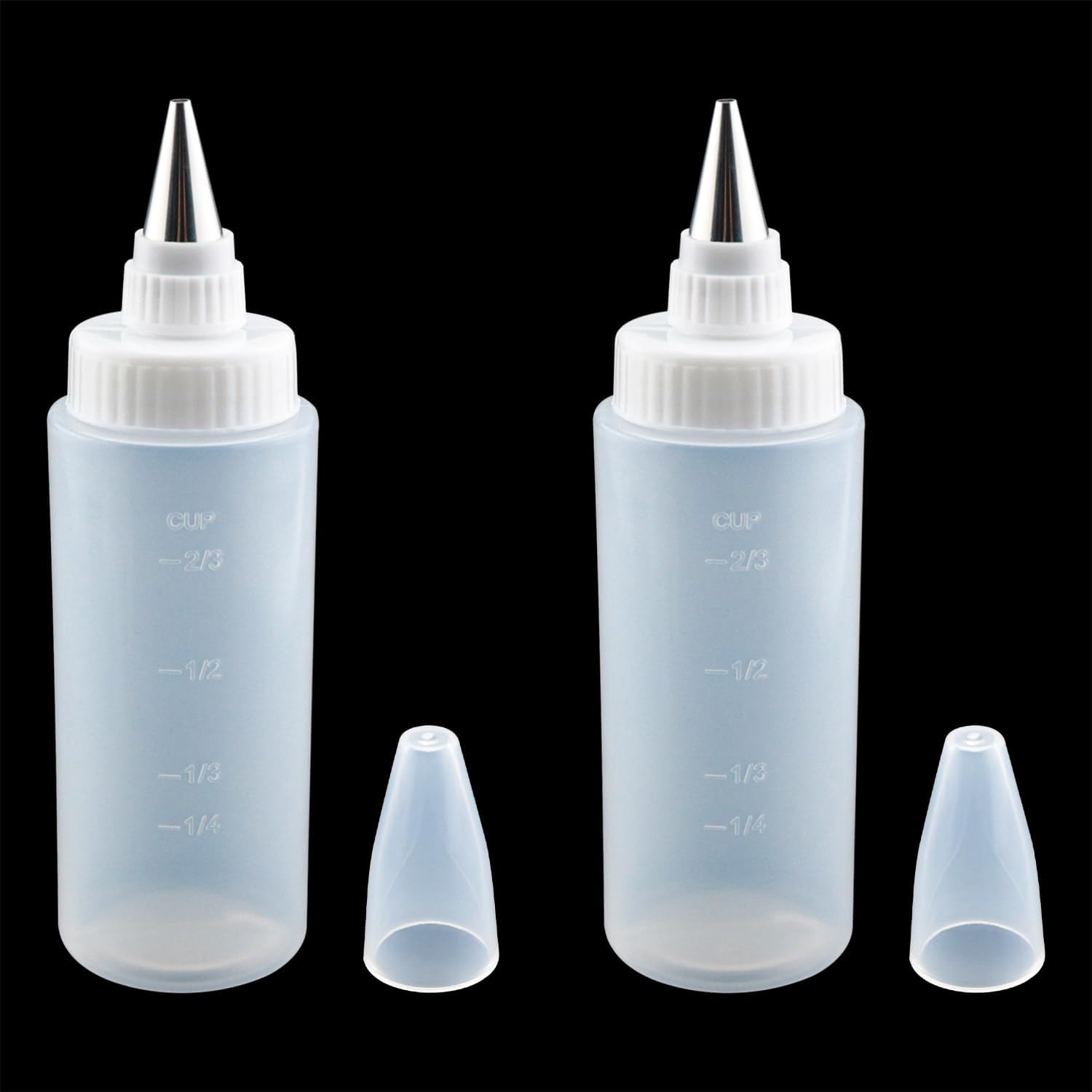 2PCS Frosting Squeeze Bottle Plastic Sauce Bottle Cookie Pancake Decorating Pen Cake Dessert Food Coloring Tool 180ml Translucent 6.6x1.88 Inches