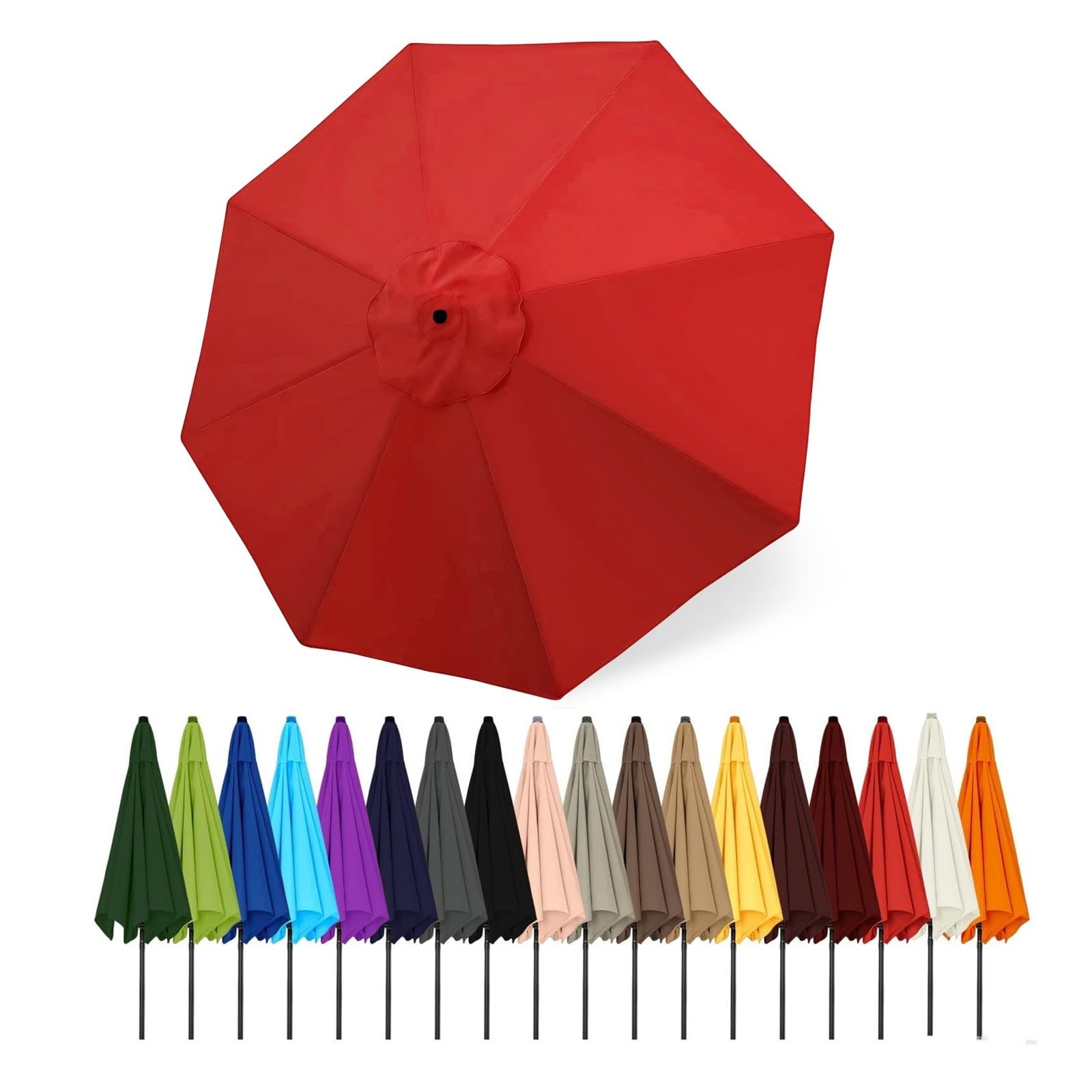 Duchunsheng Replacement Canopies Parasols 6 Rib/8 Arms Blue Gray Green White Umbrella Canopy 2 2.5 2.7 3 4M Waterproof Anti-UV Sun Umbrella Parasol Cover Outdoor Patio Garden(Red,2.8m - 6Ribs)