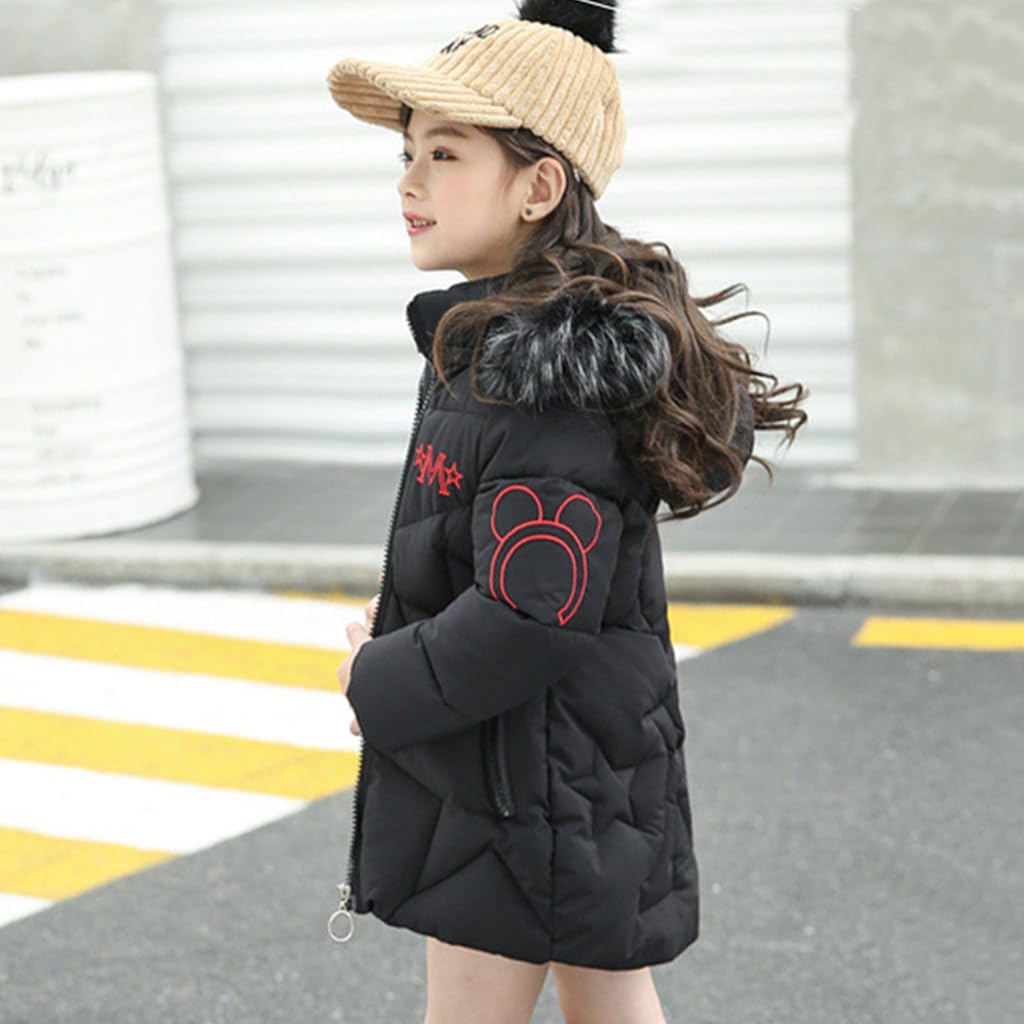 Cappotto da ragazza, piumino per bambini, giacca invernale con cappuccio con collo in pelliccia spessa e calda, parka imbottita, giacca a vento