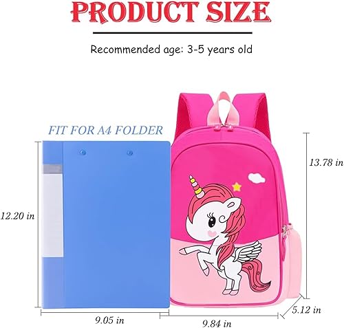 Miniatura 3 de Mochila de viaje para niños y niñas de preescolar con diseño de dibujos animados, ligera, fresca y bonita, con bolsa de almuerzo, Unicornio rosa M,