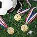 Juvale 6-Pack 1st Place Winner Gold Medals for All Ages, Participation Awards with 15.5-Inch Red, White, and Blue Ribbon for Sports, Tournaments, Competitions (Metal, 2 in)