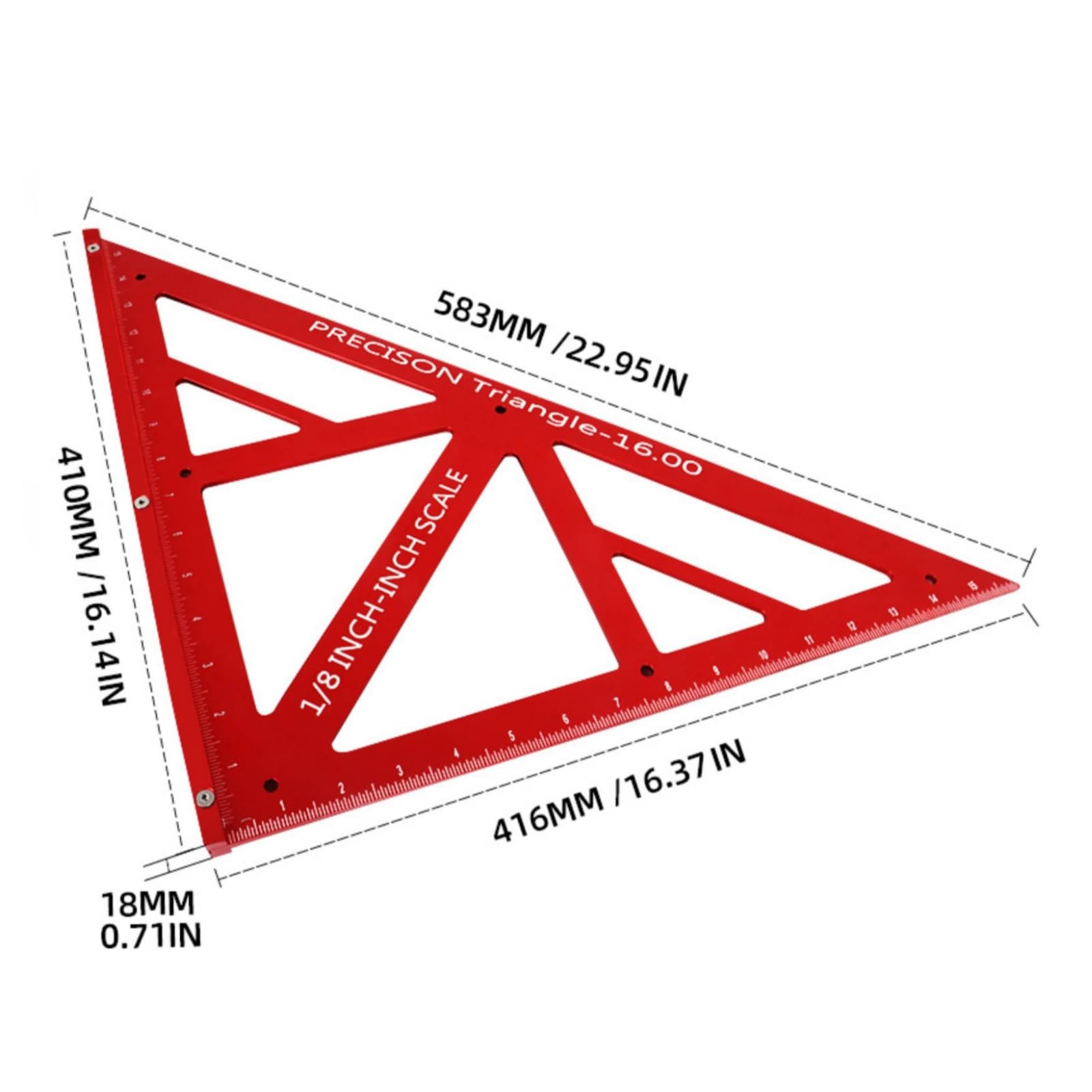 Regla Triangular Carpintero | Escala pulgadas Blanca, Alta Precisión, regla triangular vigueta con Transportador, para Taller, Carpinteros, Profesionales