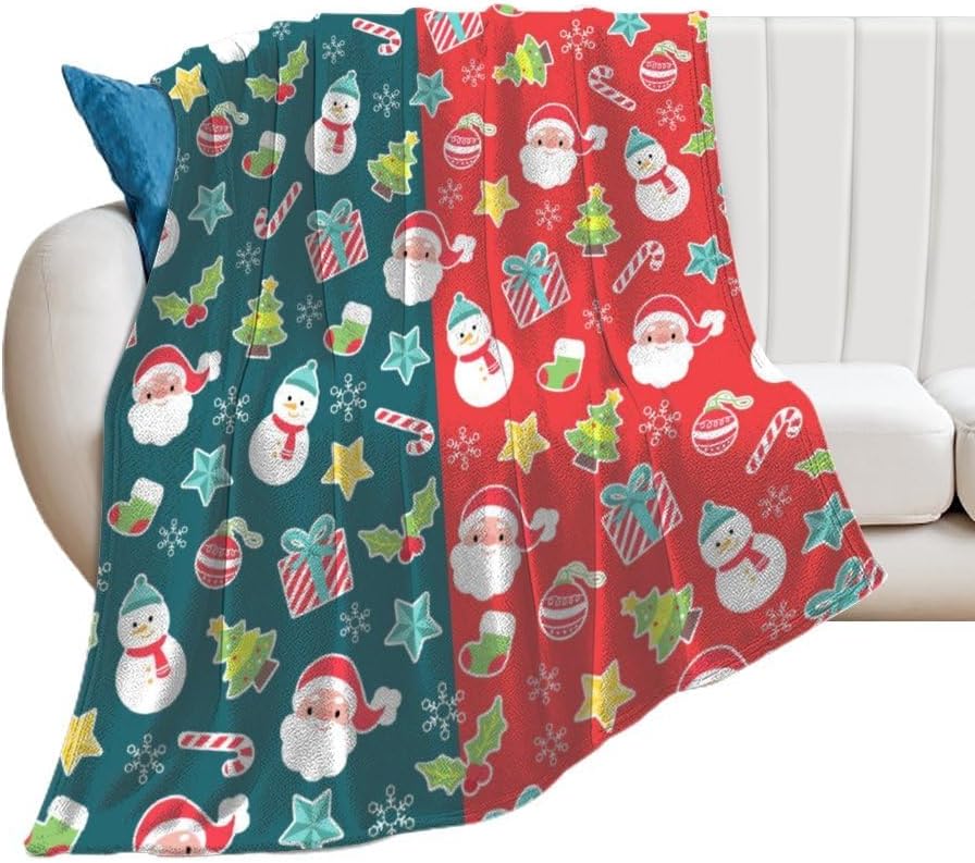 Cartoon Chritmas Throw Blanket Christmas Blanket Idea for Adult Kid Christmas Decor Warm Blanket for Home Travel Camping 80×60