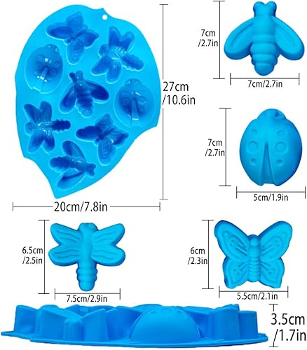 Miniatura 2 de 2 moldes de silicona 3D para pasteles, molde para magdalenas de insectos de 8 cavidades, molde de cocina para pastelería para bomba de grasa,
