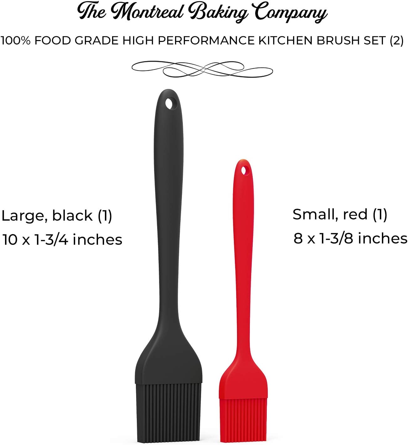 Silicone Pastry Brush Set | 2 Pack - Large and Small Brushes - Hygienic and Heat Resistant Kitchen Oil Brush Set for Baking, Cooking, Barbecue BBQ, Marinating, and Basting (Black & Red) : Patio, Lawn & Garden