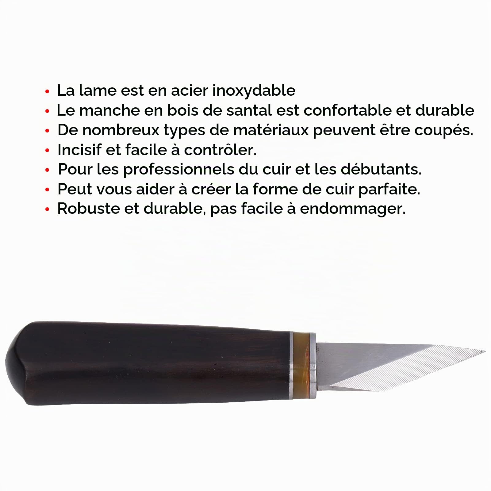Couteau de coupe en cuir, ménage durable de couteau de coupe d'artisanat en cuir de bricolage pour des professionnels pour des débutants