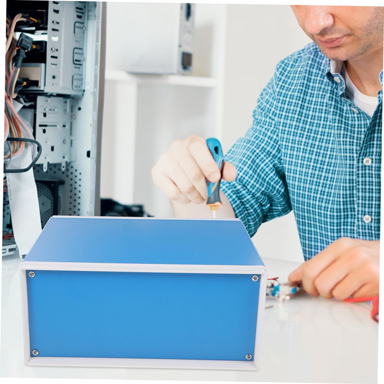 Caja Azul y Eléctricos Metal de Electrónica Proyectos para Bricolaje