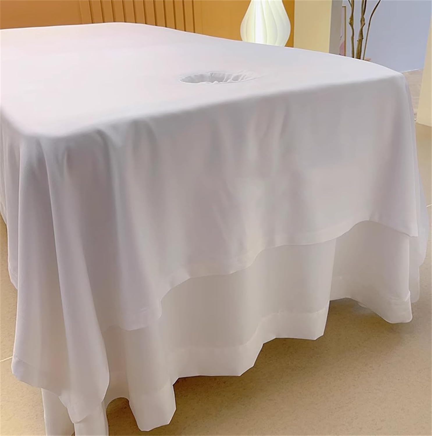 Massage Table Sheets,Massage Table Cover,Massage Linens, Massage Fitted Sheet, Massage Face Rest Cover with Hole, Sutiable for Beauty,Spa 75 * 118 in (White (75 * 118in))