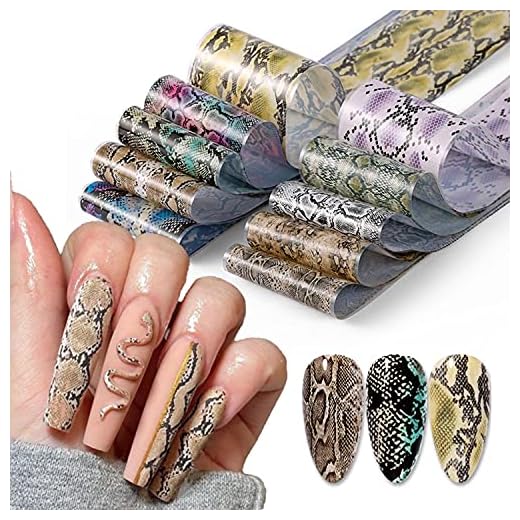 Snake Skin Nail Transfer Foil Sticker Nail Art Supplies Python Print Nail Foils Nail Art Stickers Starry Sky Nail Art Foil DIY Decals Holographic Nail Foil Transfer Designs for Women Girls (10 Pcs)