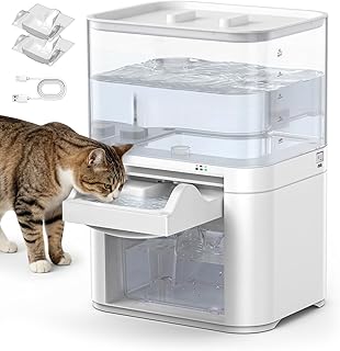 Redkey A10 4L Trinkbrunnen für Katze Kabellos, 4000mAh Katzentrinkbrunnen mit Bewegungsmelder, Ohne Filter, Trennung von Frisch und Abwasser, Leise Wasserspender mit 2 Einweg Wasserschalen