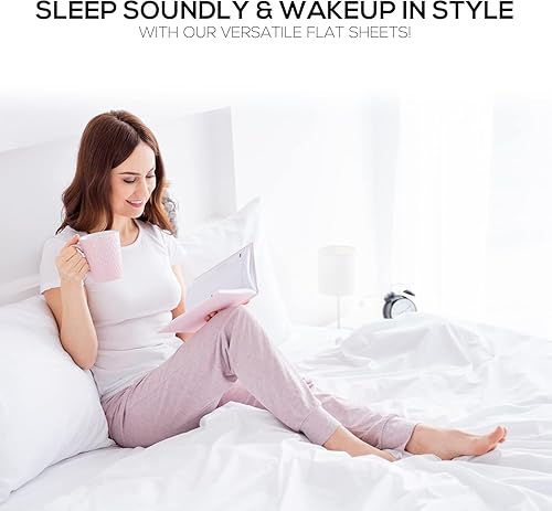 Miniatura 2 de GOLD TEXTILES Paquete de 12 sábanas encimeras tamaño matrimonial (81 x 108 pulgadas), color blanco brillante, lino de percal T-200, extrasuave y