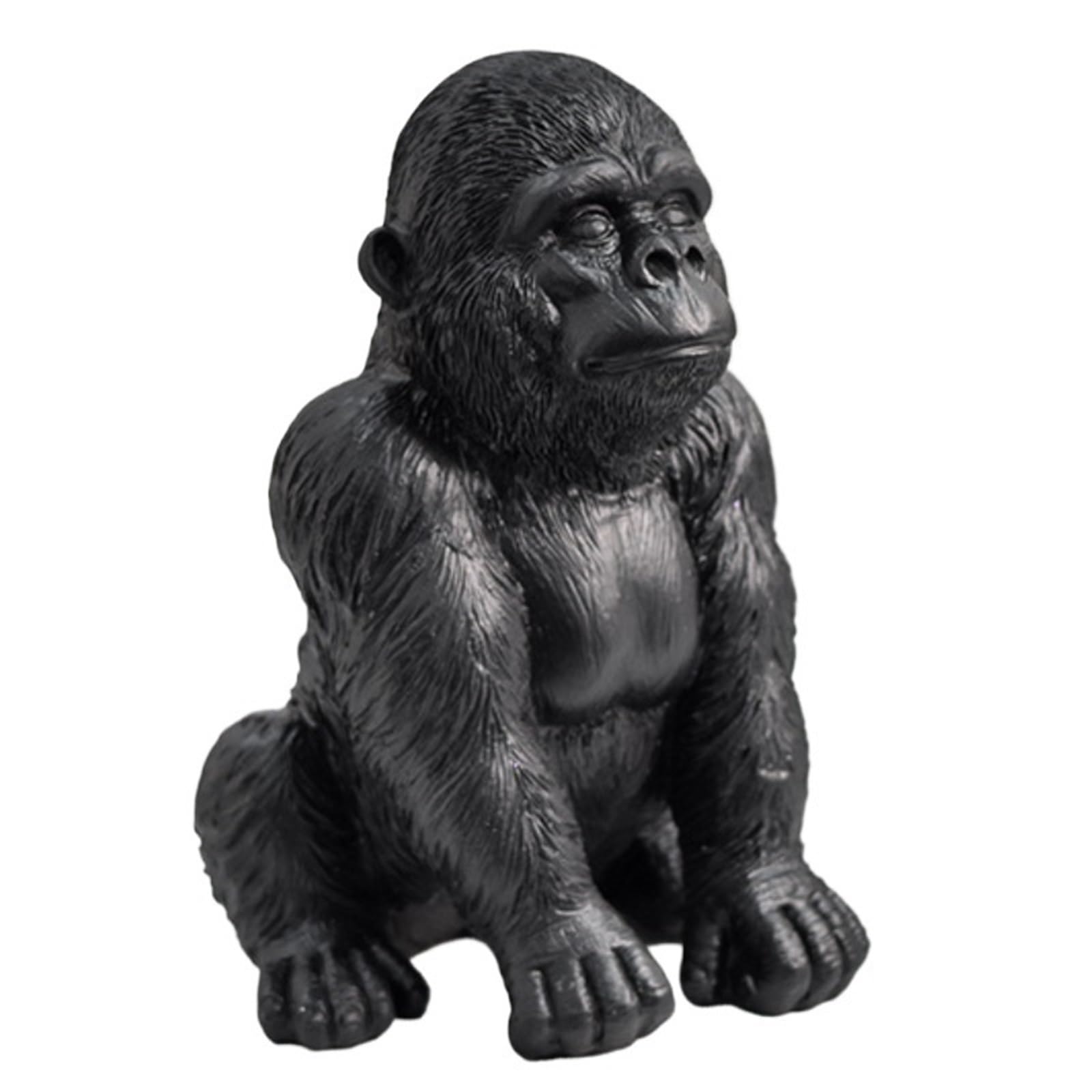 Statue gorille résine noire : sculpture animale décorative pour maison