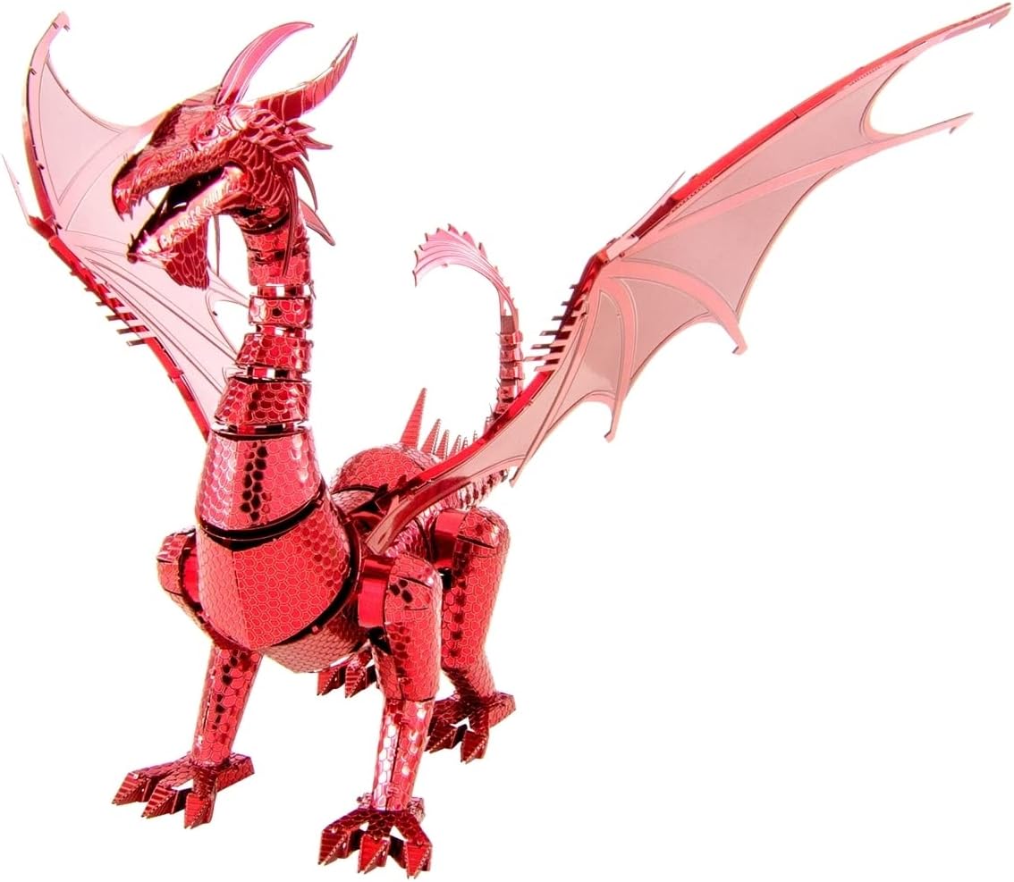 Metal Earth Fascinations Premium Series Red Dragon 3D Metal Model Kit Bundle with Tweezers