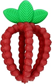 RaZbaby Silicone Infant & Baby Teething Toy, Textured BerryBumps Soothe Babies’ Sore Gums, RaZberry Bites Relief Teether, Back & Front Teeth, BPA Free, Easy to Hold, Fruit Shape for Babies 3M+ - Red