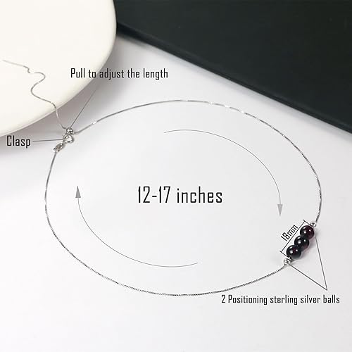 Vista 4 de Sereney Sterling Silver Choker Necklace for Women, Dainty Natural Colorful Crystal Necklace with 925 Sterling Silver Chain as Birthstone Jewelry