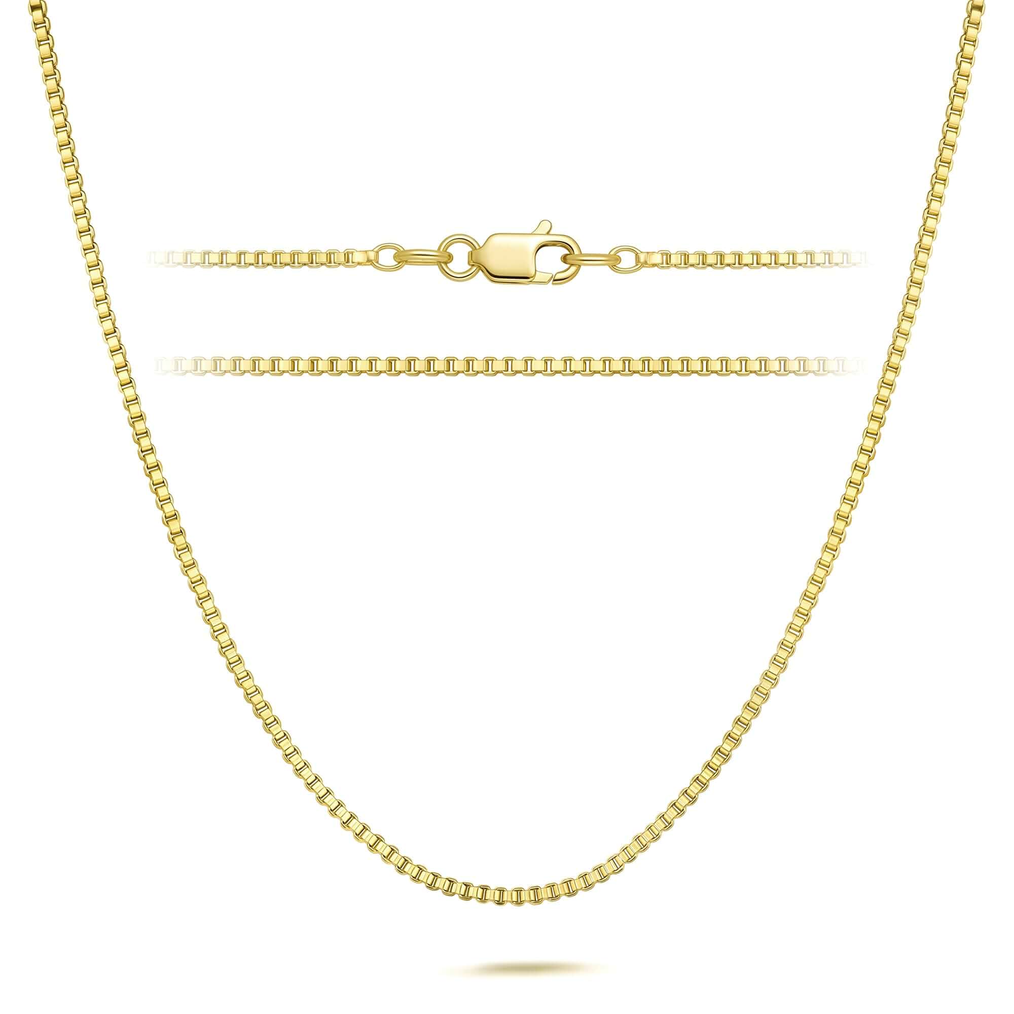 14K Gold Necklaces for Women 14K Gold Chain for Men Hypoallergenic Box Chain for Women with 1.0/1.1/1.2mm Dainty Gold Necklaces for Women Unisex Chain 14-26 Inches