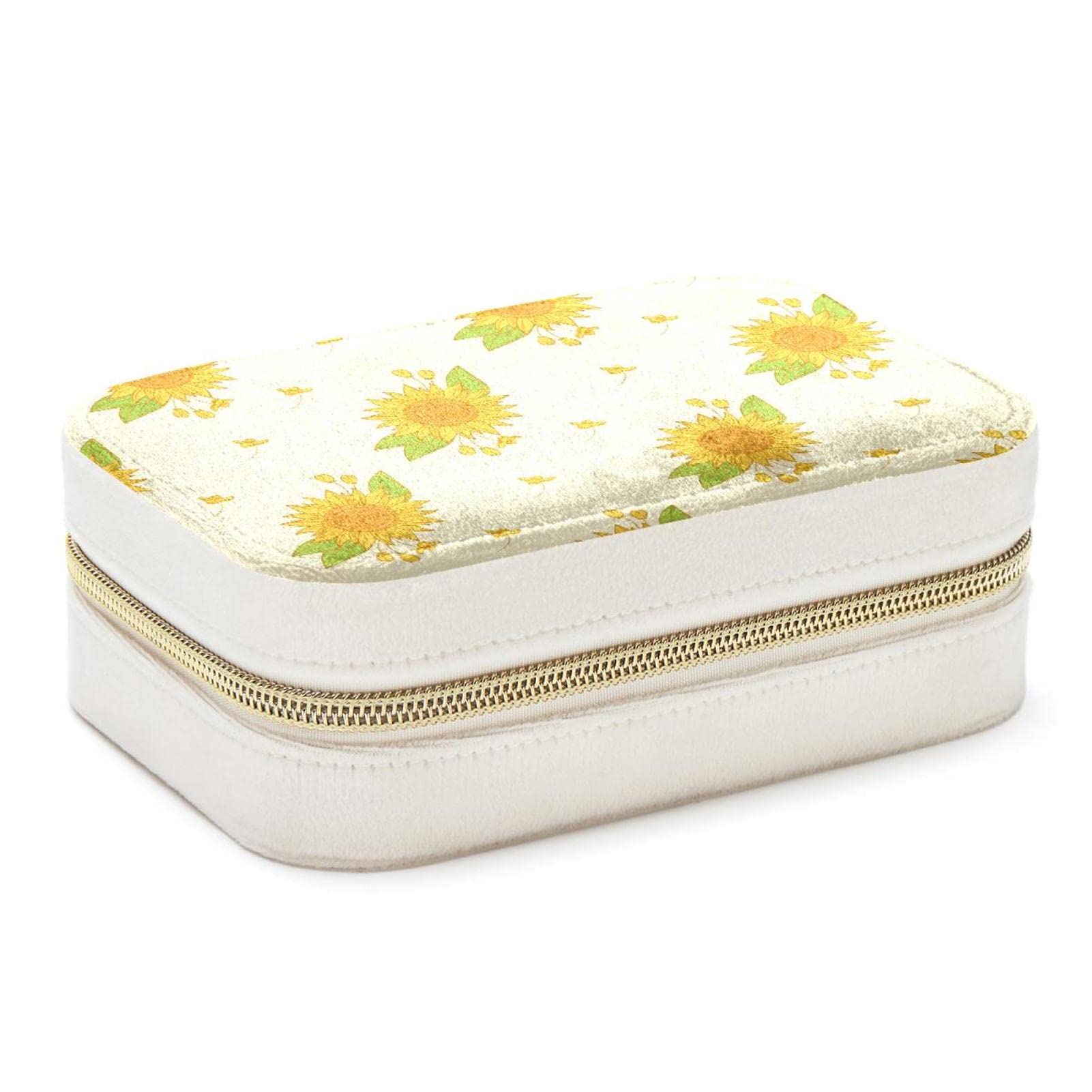 Boîte à bijoux de voyage tournesol pour bagues et colliers