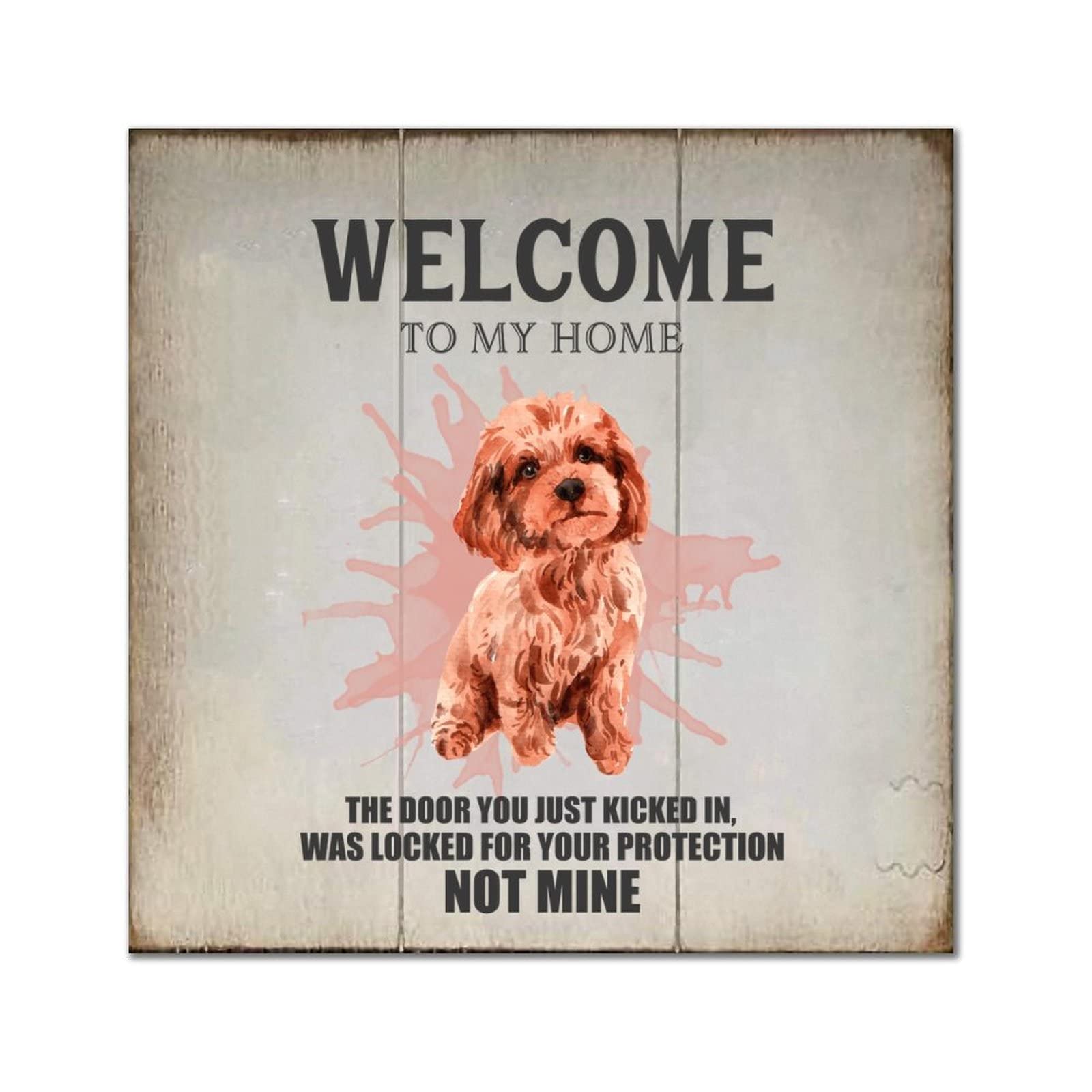 Plaque en bois Welcome to My Home pour chien de 35cm