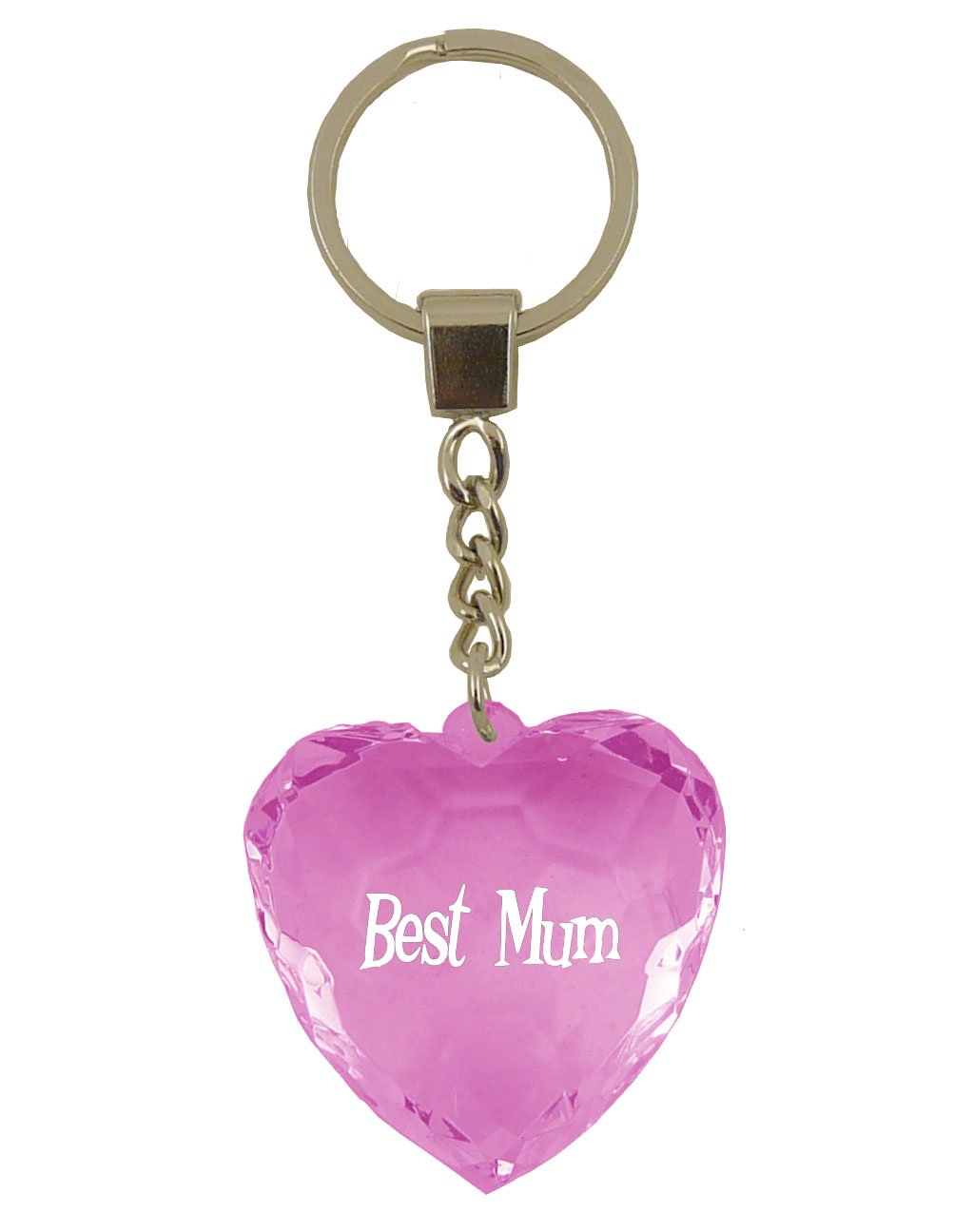 Instant Gifts Rose Best Mum Heart Shaped Keyring - Pink