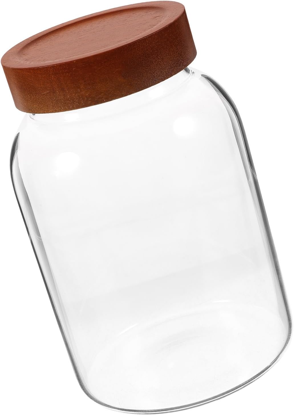 STOBAZA Large Capacity 2800ml Glass Sealed Jar with High Borosilicate Glass and Screw-top Acacia Wood Lid, Airtight Grain Storage Canister for Kitchen Pantry and Food Preservation