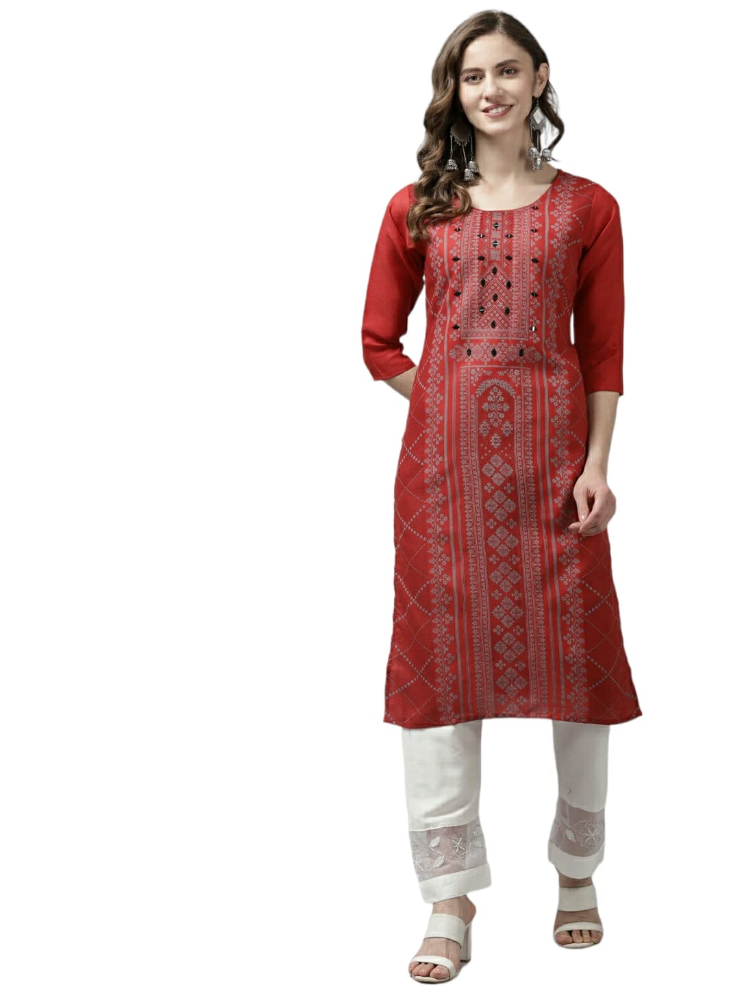 aarikkaWomens Red Color Printed Kurti