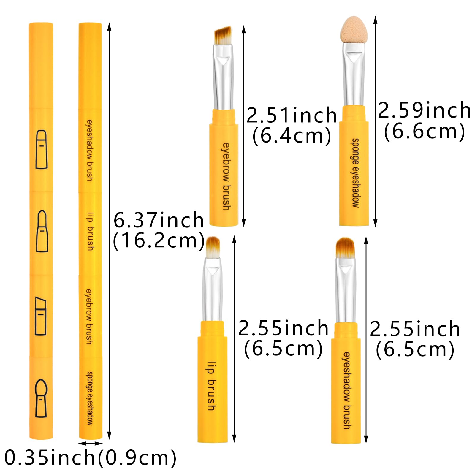 4 Pack 4 In 1 Travel Makeup Brush Multi -purpose Retractable Angled Eyeshadow Sponge Lip Brush Cosmetic Face Beauty Tools for Foundation Concealer Eyeshadow - Image 2