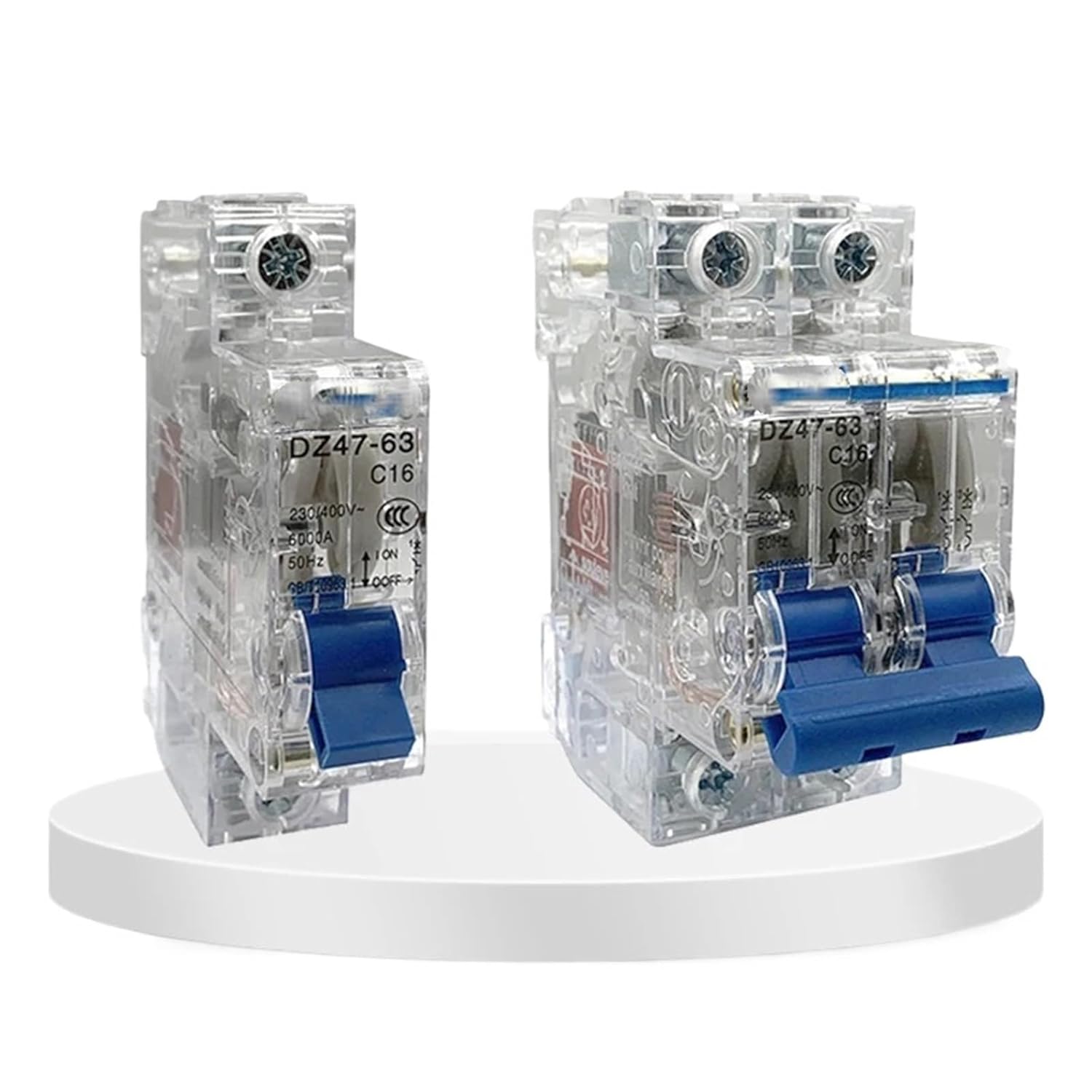 .DZ47-63 1P 2P 3P 4P 63a Transparent Shell 6Ka MCB air Single Pole Switch Low Voltage mini Circuit Breaker(2P,25A)