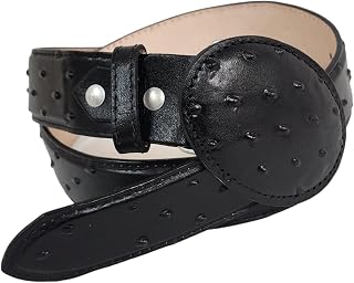 Dona Michi Embossed Ostrich Design Leather Belt