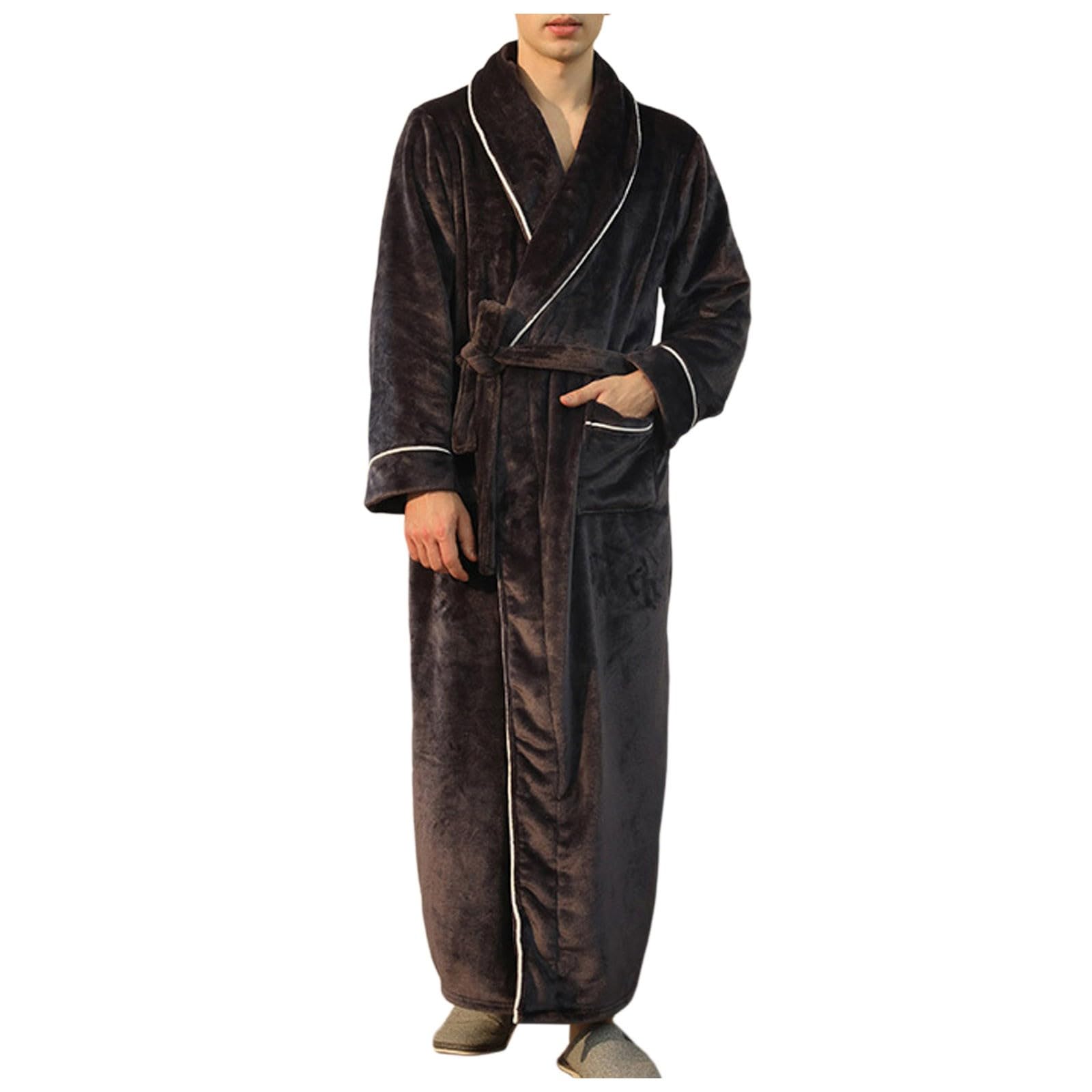 Accappatoio Uomo Spugna con Cappuccio, Accappatoio Uomo Accappatoio Uomo Taglie Forti Puro Cotone Tinta Unita Lungo con Cappuccio E Tasche Altamente Assorbente Accappatoio da Bagno Uomo Kimono Uomo