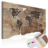 decomonkey Weltkarte Pinnwand 120x80 cm Leinwand | Bilder Leinwandbilder - Fertig aufgespannt auf Dicker 10mm Holzfasertafel! Aufhängfertig! Auch als Korktafel nutzbar! XXL Format -  PWC0006c1XL