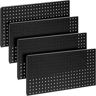 4Pcs Metal Pegboard Panels 24"x12" for Wall,Peg Boards for Garage Tools Pegboard Storage Organizer for Workbench, Shop,Bathroom,Office and Gaming Setup (Black, 24" x 12")