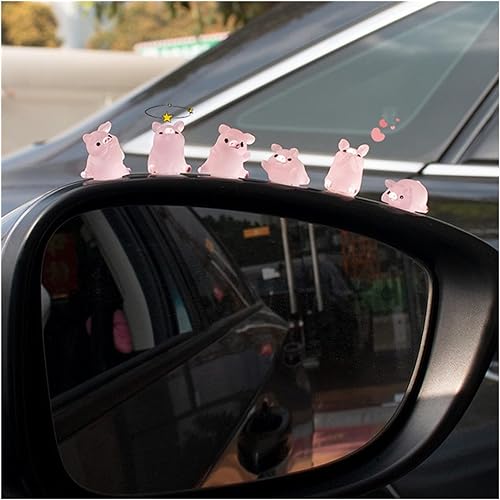 Miniatura 2 de Paquete de 6 adornos para tablero de automóvil, lindo cerdito de la suerte, decoración interior de cabina de oficina, espejo retrovisor, decoración