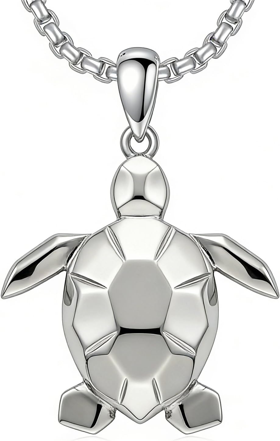Turtle Necklace 925 Sterling Silver Sea Turtle Pendant Marine Jewelry for Men Women, w/Stainless Steel Chain 22’’+2’’