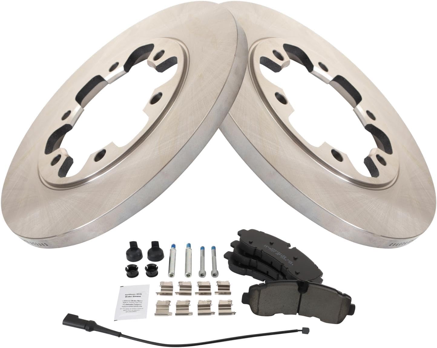 TRQ Rear Brake Pad & Rotor Kit Brake Pads Brake Rotor Ceramic Compatible with 2020-2022 Ford Transit-350 HD