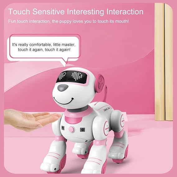 Robot Dog, Interactive Toys Smart Pet for Kids Boys and Girls Pink