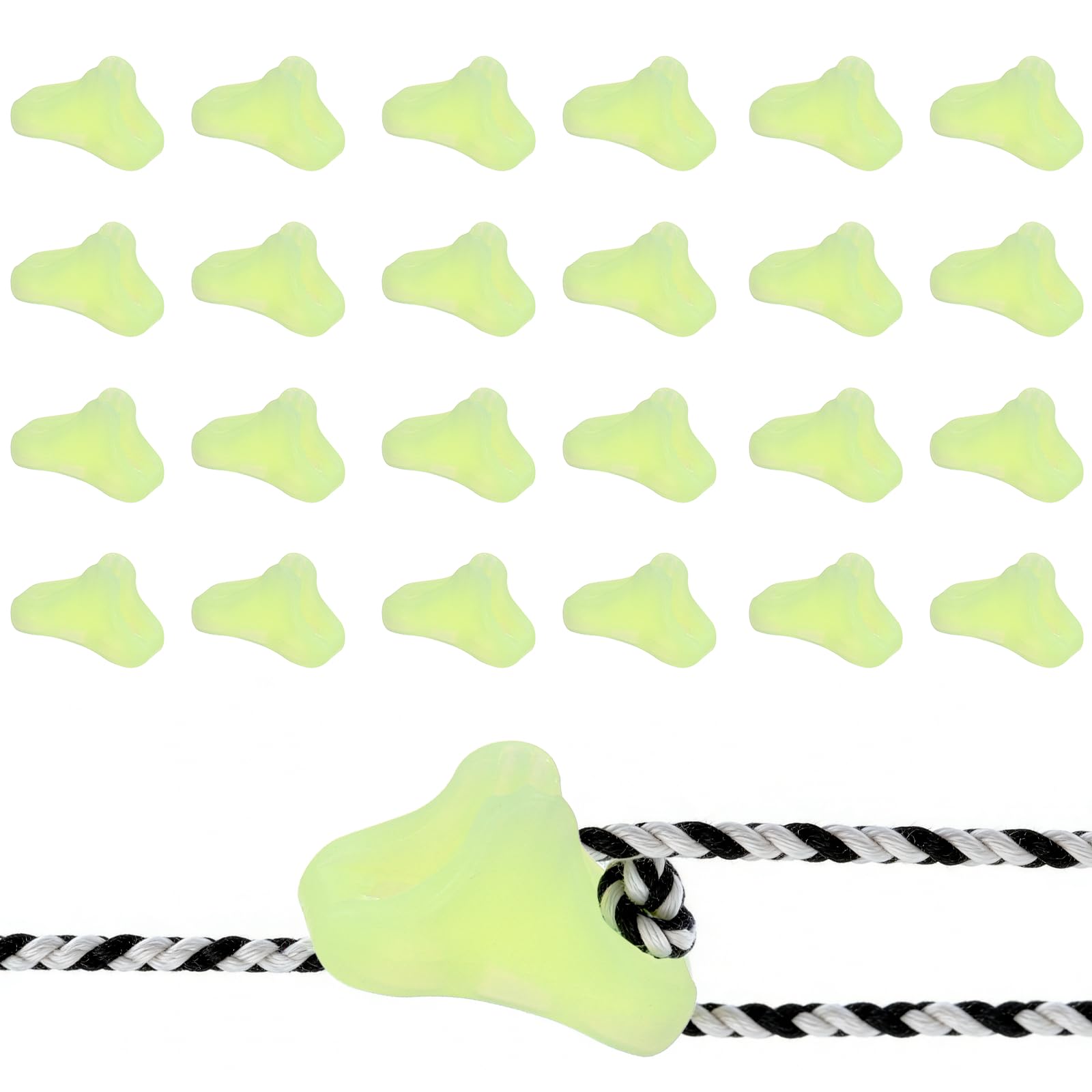 YELARXI Guyline Tensioners, Triangle Cord Adjuster 5mm 24Pcs Fluorescence Ultralight Tent Cord Paracord Tightener Rope Tensioner Fitting for Camping/Hiking/Backpacking/Outdoor Activity