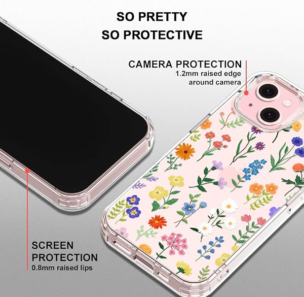 MOSNOVO Cover per iPhone 15 - Custodia Trasparente Sottile Antiurto in TPU+PC per Telefono [Protezione Caduta da 6,6 Piedi/Anti-Peel] - Floreale Botanico - 4