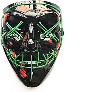 قناع متوهج بمصباح LED لامع - رقص وجه رعب لحفلات الهالوين