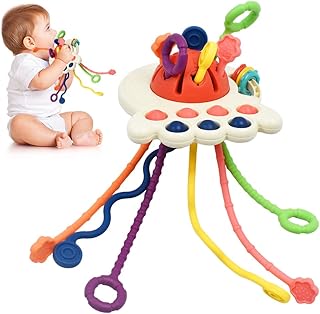 Jouet Montessori, Jeux De Corde À Tirer Bebe Jouets de Dentition Jouet De Stimulation Multisensorielle Jouets Sensoriels en Couleurs Vives pour Travailler La MotricitÉ Fine