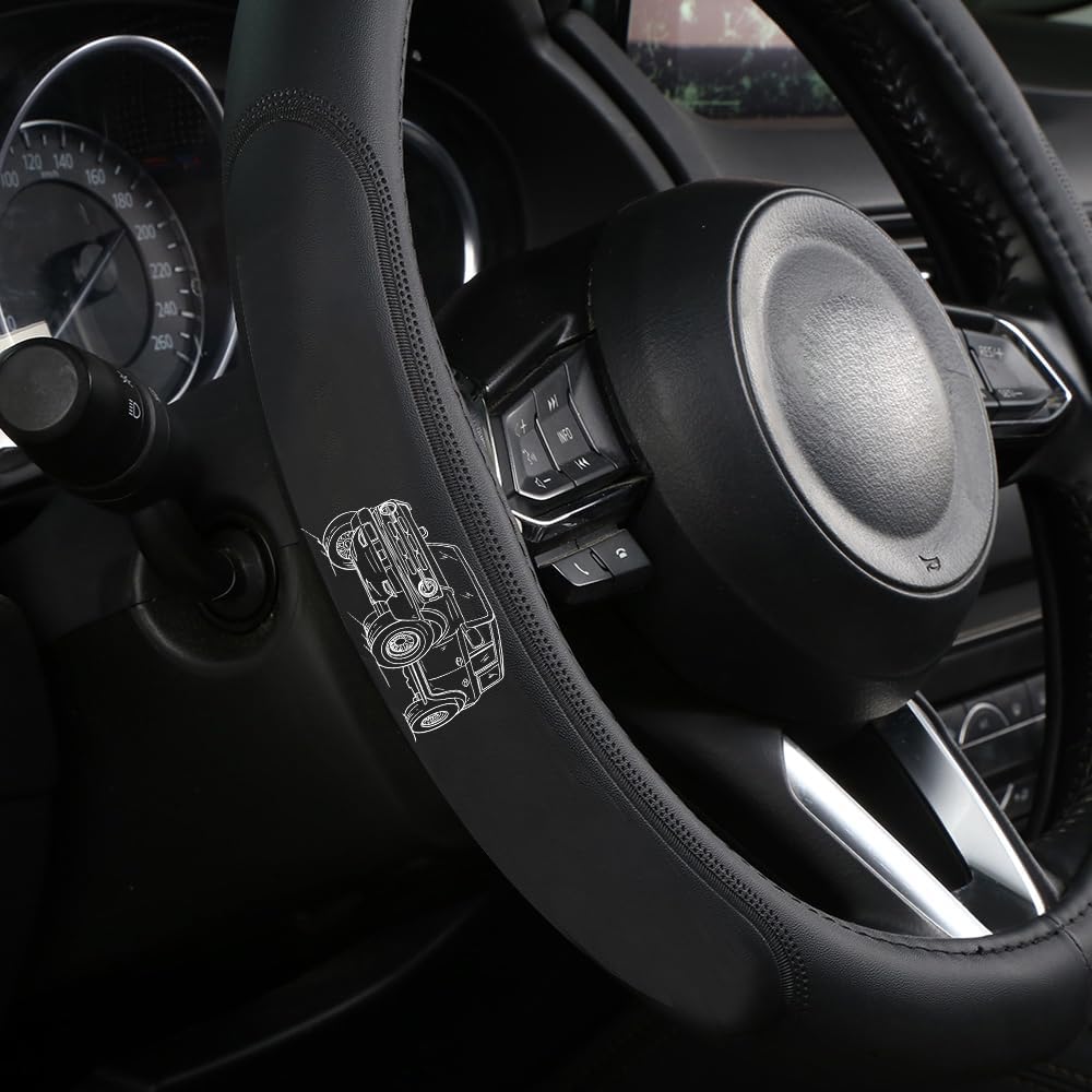 Custom-fit Steering Wheel Cover, Premium Leather Car Cover, Non-Slip, Breathable fit for Bronco Car Accessories