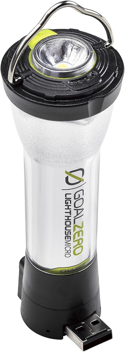 Lighthouse Micro Charge Flashlight, USB Rechargeable Flashlight for Car and Emergency Use | IPX6 Weatherproof, Up to 170 Hrs Runtime on Low, Doubles as Phone Charger, Solar or USB Recharge, for Car & Emergency Use