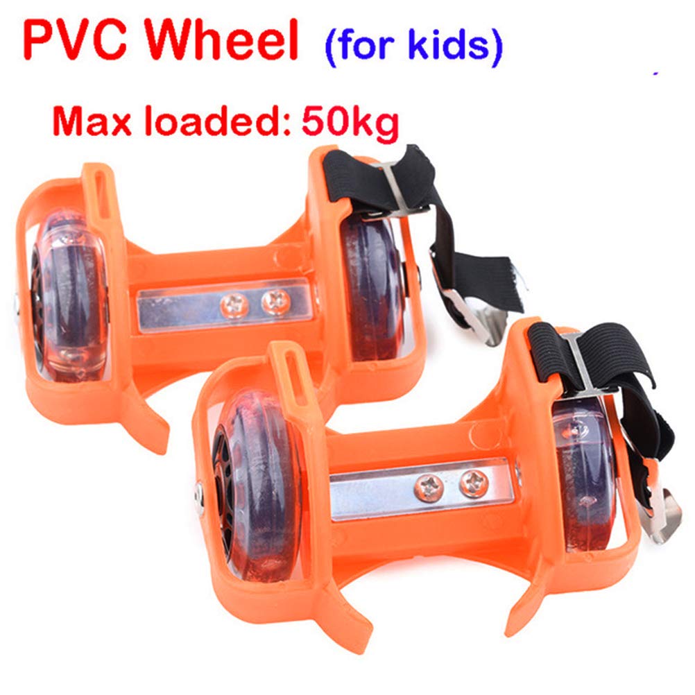 Flash Wheel Heel Roller Kleurrijke Knipperende Roller Verstelbare Gewoon Rolschaatsen Schoenen Katrol Flash Wielen Hielroller Voor Kinderen Volwassen (Kleur: Oranje
